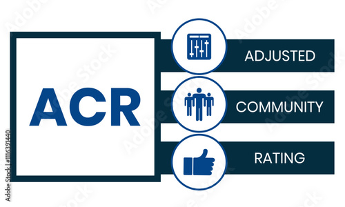 ACR - Adjusted Community Rating acronym. business concept background. illustration for website banner, marketing materials, business presentation, online advertising.