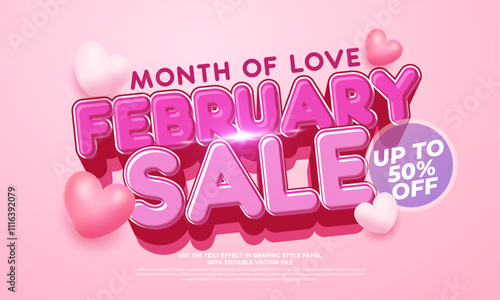 February sale - banner in shades of pink. digital promotion business concept