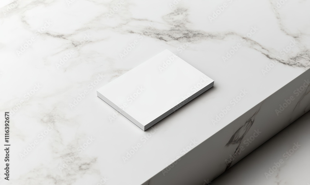 A minimalistic white notebook on a marble surface. A minimalistic white notebook on a marble surface.