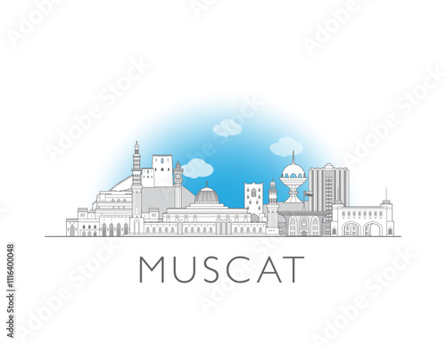 Muscat Oman skyline cityscape vector illustration