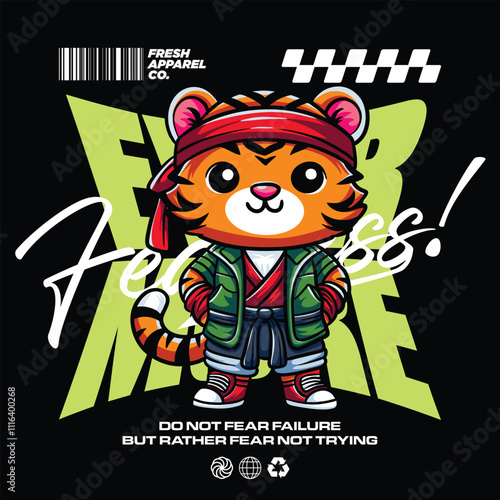 Tiger Fighter Cartoon streetwear illustration tshirt