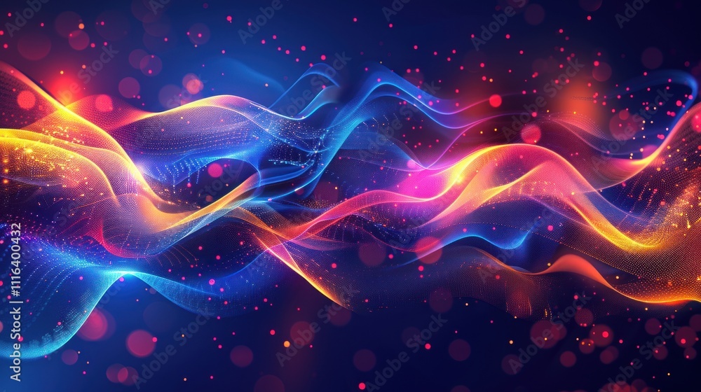 Obraz premium Abstract Colorful Waves with Glowing Lights