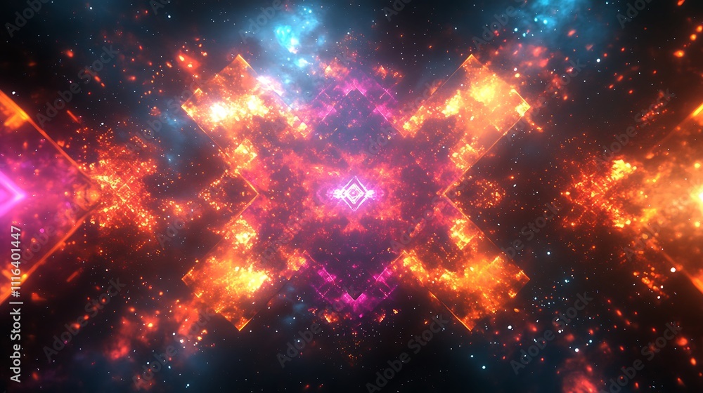 Fototapeta premium Abstract universe vibrant energy patterns in digital art