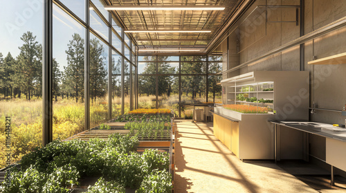 An advanced bioengineering lab that is developing crops resistant to extreme weather conditions, helping to secure food sources in changing climates. photo