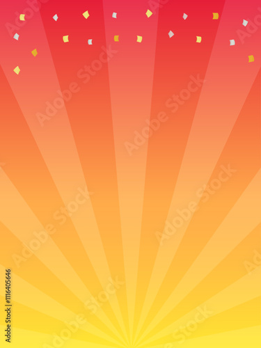 放射線状の光と紙吹雪の背景 - セールやプロモーションの縦長サイズのバナーのテンプレート素材 - 3:4