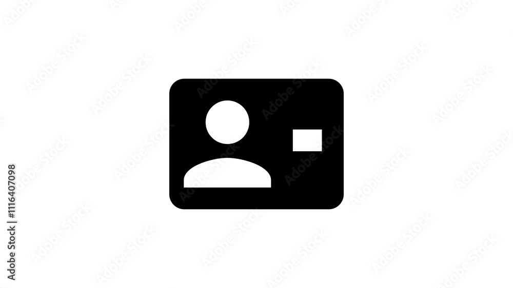 ID card icon with user silhouette, symbolizing personal identification, credentials, and user profile in a clean, professional design. ID card icon with user silhouette, symbolizing personal identification, credentials, and user profile in a clean, professional design.