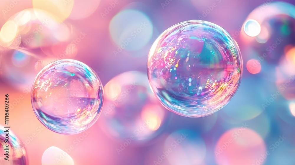 Colorful soap bubbles with dreamy bokeh background Colorful soap bubbles with dreamy bokeh background