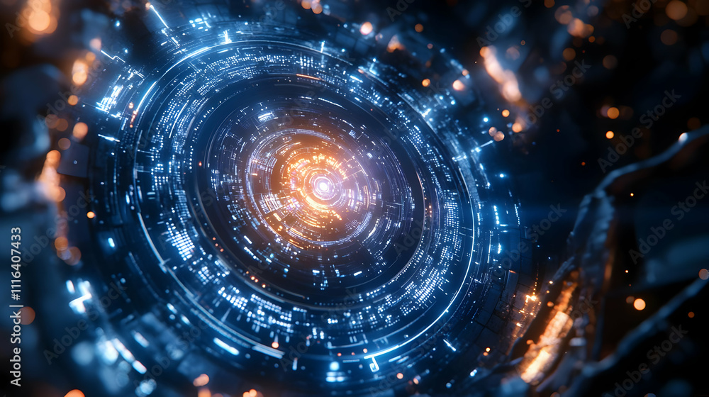 Obraz premium Abstract 3D Futuristic Circular Interface