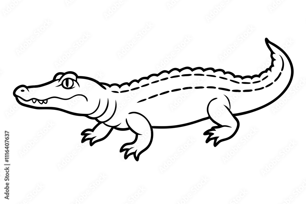 Fototapeta premium alligator line art silhouette vector illustration