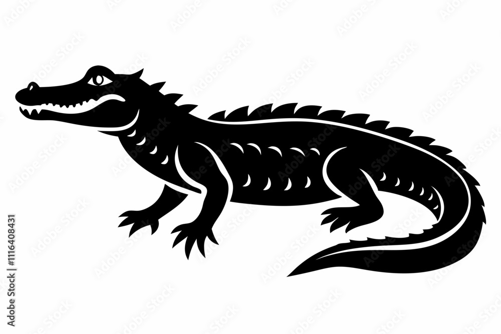Fototapeta premium alligator line art silhouette vector illustration
