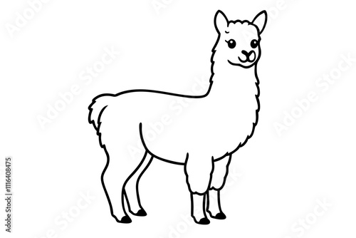 alpaca line art silhouette vector illustration