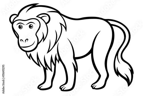 baboon line art silhouette vector illustration photo