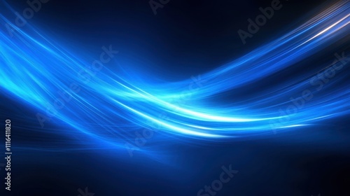 Abstract blue light beams cut through darkness, capturing a high-energy design full of dynamic motion
