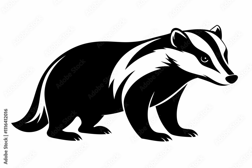 Fototapeta premium badger line art silhouette vector illustration