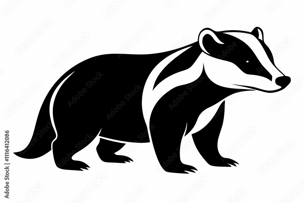 Fototapeta premium badger line art silhouette vector illustration