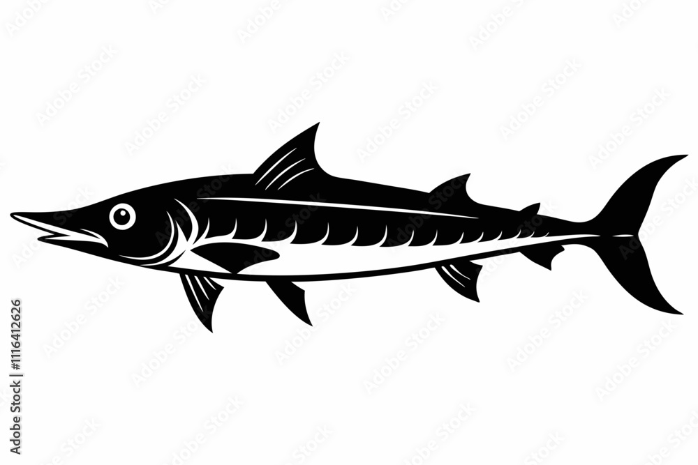 Obraz premium barracuda line art silhouette vector illustration