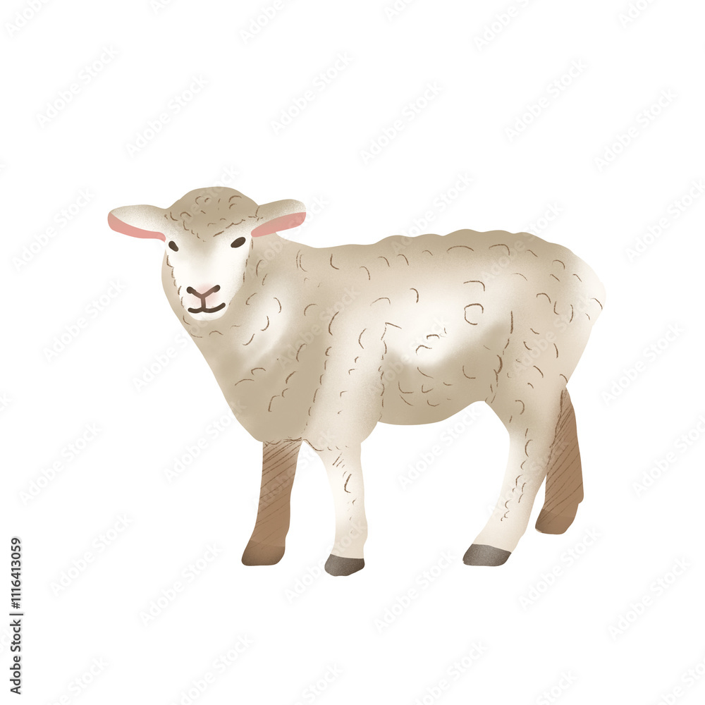 Fototapeta premium illustration of sheep farm animal