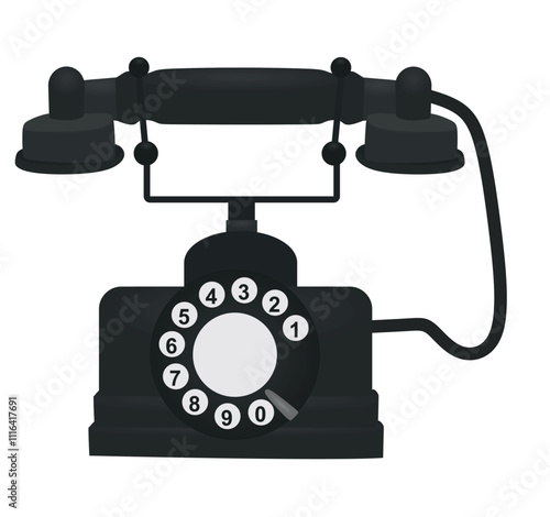 Black retro phone. vector illustration