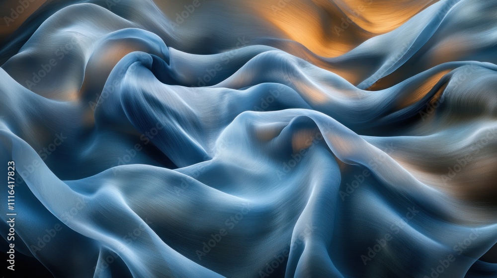 Abstract blue and gold fabric waves. Abstract blue and gold fabric waves.