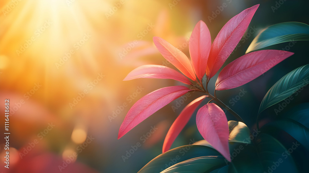 Fototapeta premium Sunlit Pink Leaves 3D Illustration