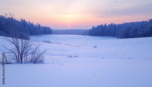 Wallpaper Mural winter landscape with snow Torontodigital.ca