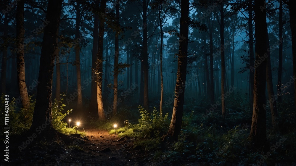 Obraz premium magical lights sparkling in mysterious jungle