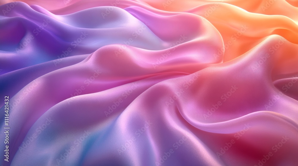 Vibrant silk fabric with pastel colors in gentle waves, soft texture concept Vibrant silk fabric with pastel colors in gentle waves, soft texture concept