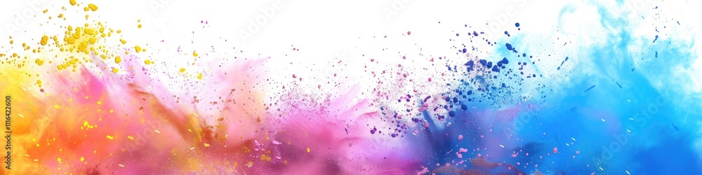 Colorful Background Abstract. Holi Paint Explosion in Wide Panoramic Rainbow Splash Colorful Background Abstract. Holi Paint Explosion in Wide Panoramic Rainbow Splash