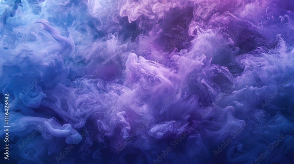 Obraz premium Creative Abstract. Blue and Purple Glowing Fog Cloud Wave in Mysterious Storm Sky