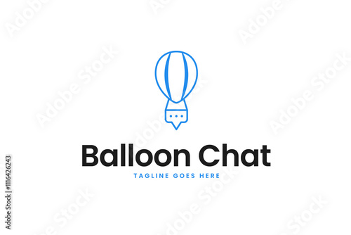 Travel logo design template. Hot air balloon with chat logo vector symbol ilustration