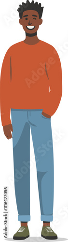 Casual Young Man Standing with Hand in Pocket