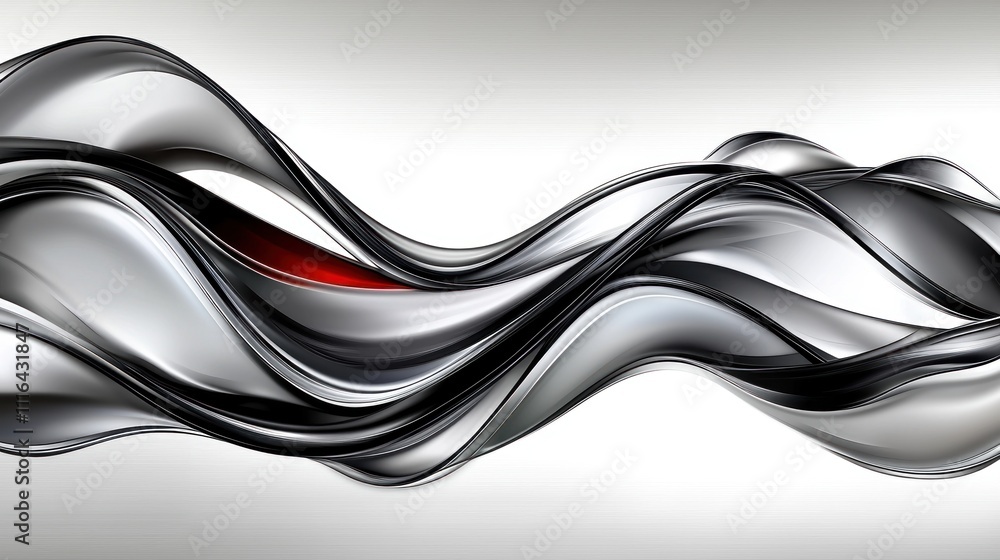 Obraz premium Abstract Silver and Black Fluid Wave Design