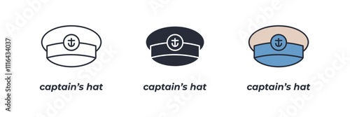 captain’s hat icon. captain’s hat Symbol sign for mobile concept and web design. Vector icon, Logo illustration, Vector graphics