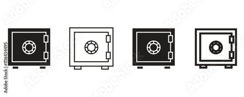 Bank vault icon vector set, strongbox, safe box  icon set isolated on white background.