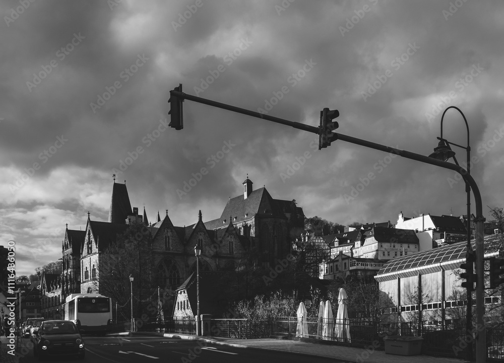 Obraz premium Abendlicht Fachwerk in der Altstadt