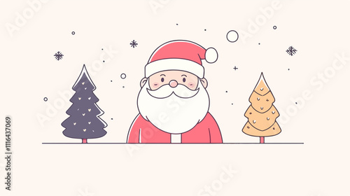 Festive Santa Claus and Christmas Tree Flat Vector Illustration for Holiday Designs photo