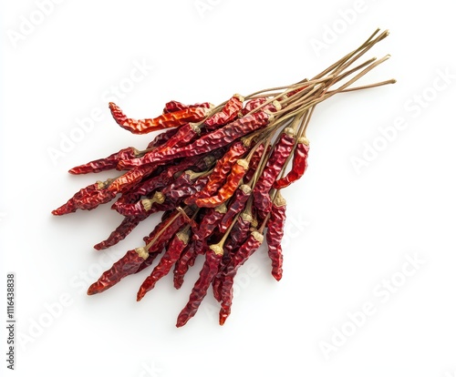 Szechuan Peppercorn on an isolated white background, intricate red tones, balanced studio lighting. photo