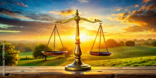 A balanced scale representing justice and fairness in legal advocacy, highlighting equality, integrity, rights protection, and an ethical justice system for all individuals. photo