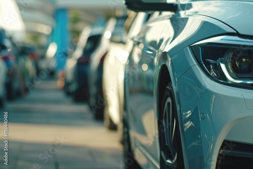 White car for sale rental  insurance  dealership concept  automotive industry.