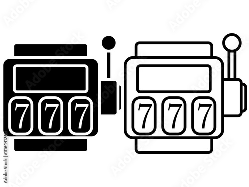 Slot machine icon, flat style pictogram icon for mobile app ui or ux, vector illustration logo symbol design sign, isolated on white