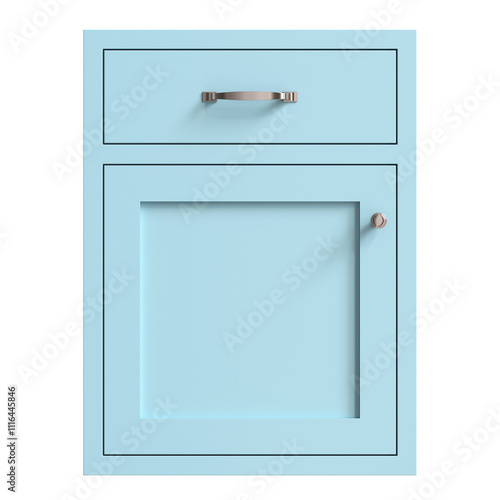 3d render of a blue kitchen facade , doors for kitchen cabinets, front view, classic kitchen facade