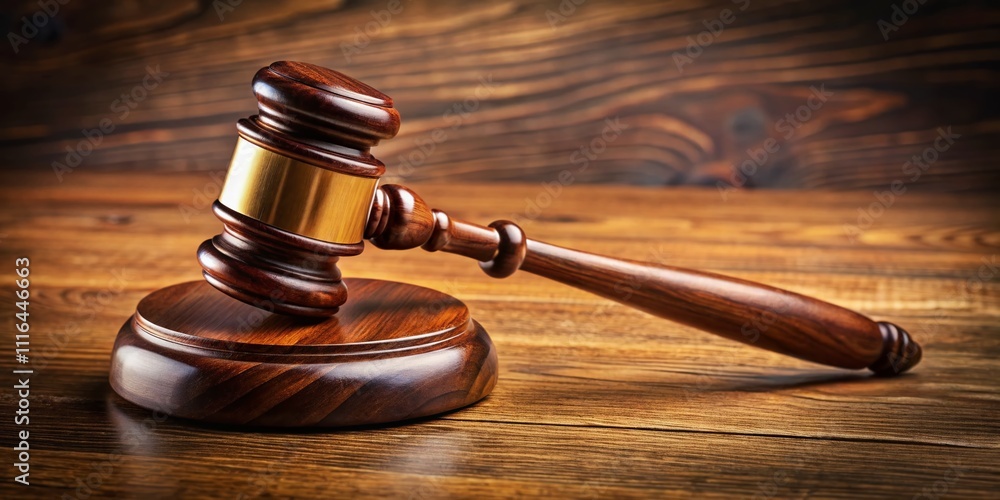 A classic judge's wooden gavel rests against a blurred background, embodying justice and legal proceedings, with ample space for court-related text and descriptions. A classic judge's wooden gavel rests against a blurred background, embodying justice and legal proceedings, with ample space for court-related text and descriptions.