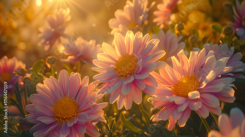 Wallpaper Mural Golden Hour Daisies: A Floral Illustration Torontodigital.ca