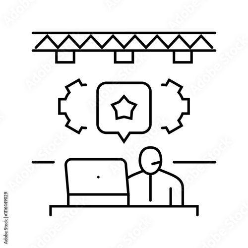 production event agency line icon vector. production event agency sign. isolated contour symbol black illustration