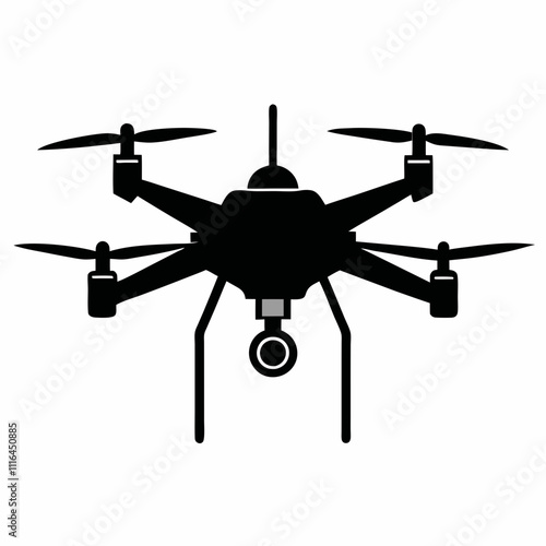 Black Drone Silhouette Vector Art