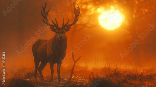  Picture a magnificent stag standing in a desolate landscape that was once a thriving forest. The foliage has withered, the streams have dried up, and the air is filled with a haze of dust and heat.