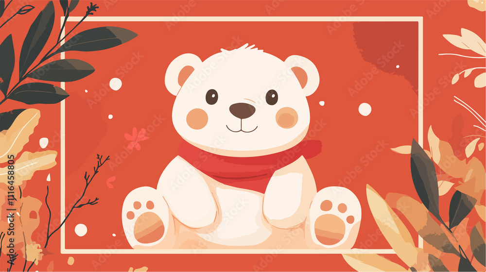 Fototapeta premium Cute Teddy Bear Cartoon Vector Illustration for Children's Books and Posters