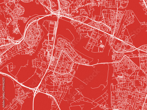 Christmas Map of Strogino, Russia in Snowy White on Festive Red Background. photo