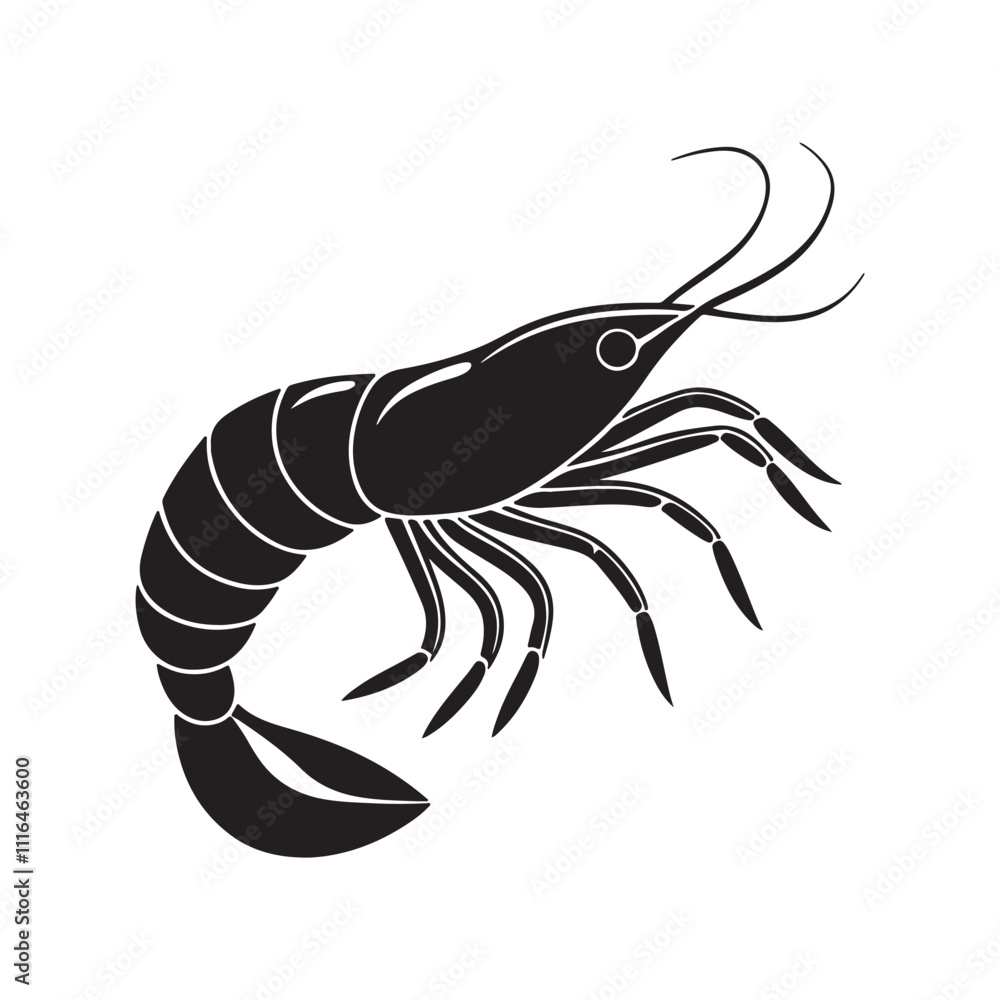 shrimp silhouette, black and white silhouette, vector and illustration, black and white shrimp silhouette, black and white silhouette, vector and illustration, black and white