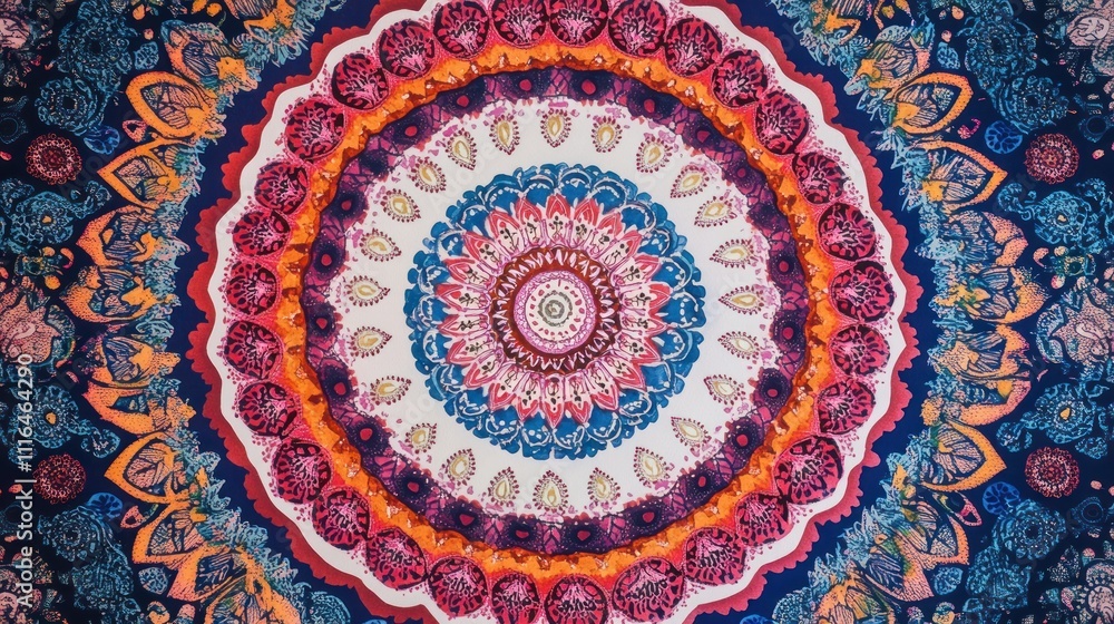 Fototapeta premium A vibrant mandala design featuring intricate patterns and colors.
